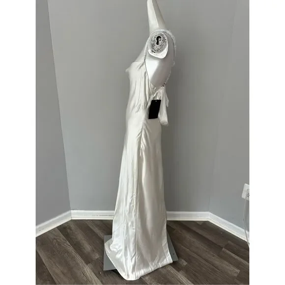 NWT Retrofete Cowl Neck Open Back Pearl Strap Electra Maxi Dress White Medium $5 - Picture 7 of 13